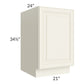 RTA Cambridge Antique White Glaze 21" Full Height Door Base Cabinet with 2 Decorative End Panels and 1 Roll Out Tray