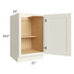 RTA Cambridge Antique White Glaze 21" Full Height Door Base Cabinet with 2 Roll Out Trays