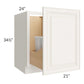 RTA Cambridge Antique White Glaze 21" Full Height Door Base Cabinet with Double Trashcan Pullout
