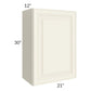 RTA Cambridge Antique White Glaze 21" x 30" Wall Cabinet with 2 Decorative End Panels