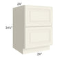 RTA Cambridge Antique White Glaze 24" 2-Drawer Base Cabinet with 2 Decorative End Panels