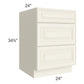 RTA Cambridge Antique White Glaze 24" 3-Drawer Base Cabinet with 1 Decorative End Panel