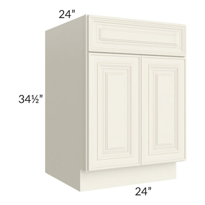RTA Cambridge Antique White Glaze 24" Base Cabinet with 1 Roll Out Tray