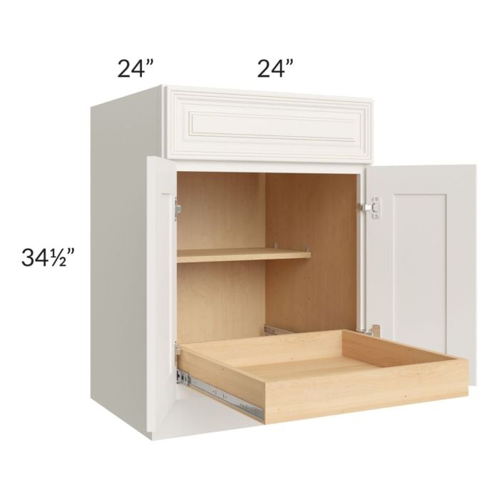 RTA Cambridge Antique White Glaze 24" Base Cabinet with 1 Rollout Tray