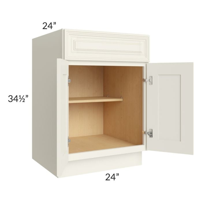 RTA Cambridge Antique White Glaze 24" Base Cabinet with 2 Decorative End Panels