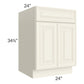 RTA Cambridge Antique White Glaze 24" Base Cabinet with 2 Roll Out Trays