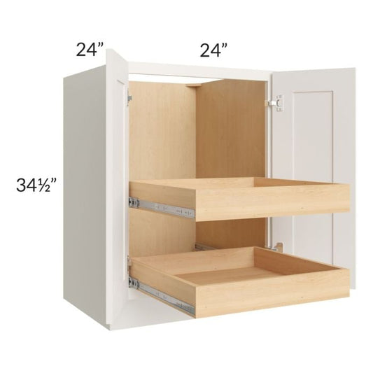 RTA Cambridge Antique White Glaze 24" Full Height Base Cabinet with 2 Rollout Trays and 2 Decorative End Panels