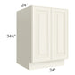 RTA Cambridge Antique White Glaze 24" Full Height Door Base Cabinet with 2 Decorative End Panels and 2 Roll Out Trays
