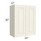 RTA Cambridge Antique White Glaze 24" x 30" Wall Cabinet with 1 Decorative End Panel