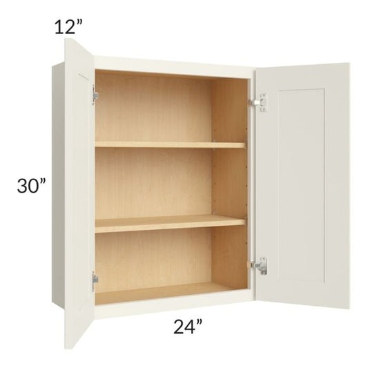 RTA Cambridge Antique White Glaze 24" x 30" Wall Cabinet with 2 Decorative End Panels