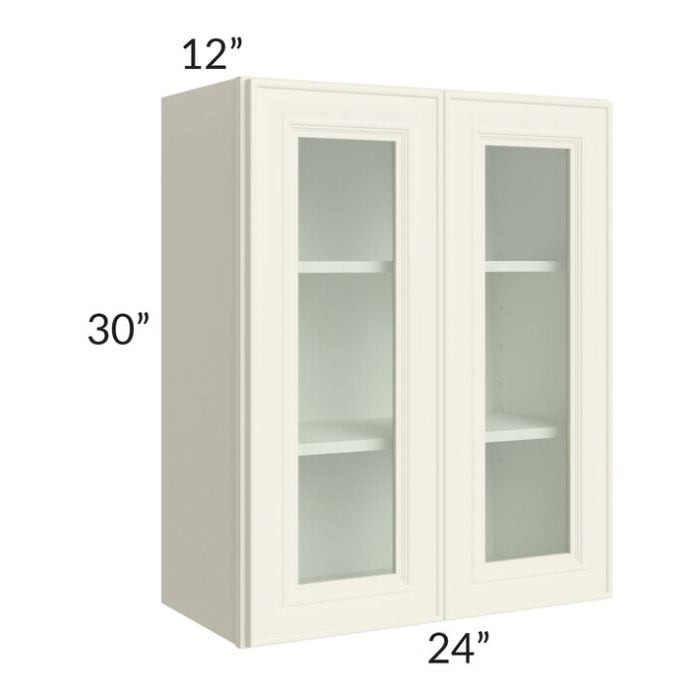 RTA Cambridge Antique White Glaze 24" x 30" Wall Glass Door Cabinet (Prepped for Glass Doors)