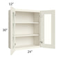 RTA Cambridge Antique White Glaze 24" x 30" Wall Glass Door Cabinet (Prepped for Glass Doors) with 2 Decorative End Panels