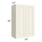 RTA Cambridge Antique White Glaze 24" x 36" Wall Cabinet with 1 Decorative End Panel