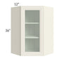RTA Cambridge Antique White Glaze 24" x 36" Wall Diagonal Corner Cabinet (Prepped for Glass Doors)