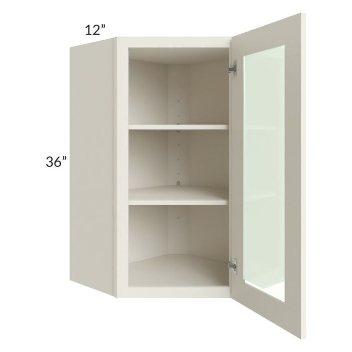 RTA Cambridge Antique White Glaze 24" x 36" Wall Diagonal Corner Cabinet (Prepped for Glass Doors) with 1 Decorative End Panel