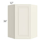 RTA Cambridge Antique White Glaze 24" x 36" Wall Diagonal Corner Cabinet with 2 Decorative End Panels