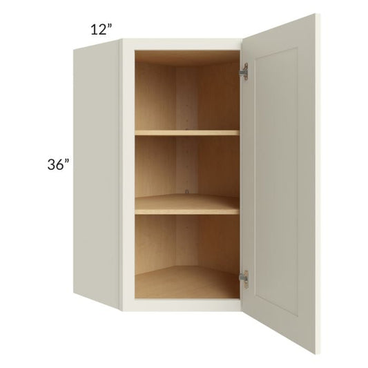 RTA Cambridge Antique White Glaze 24" x 36" Wall Diagonal Corner Cabinet with 2 Decorative End Panels
