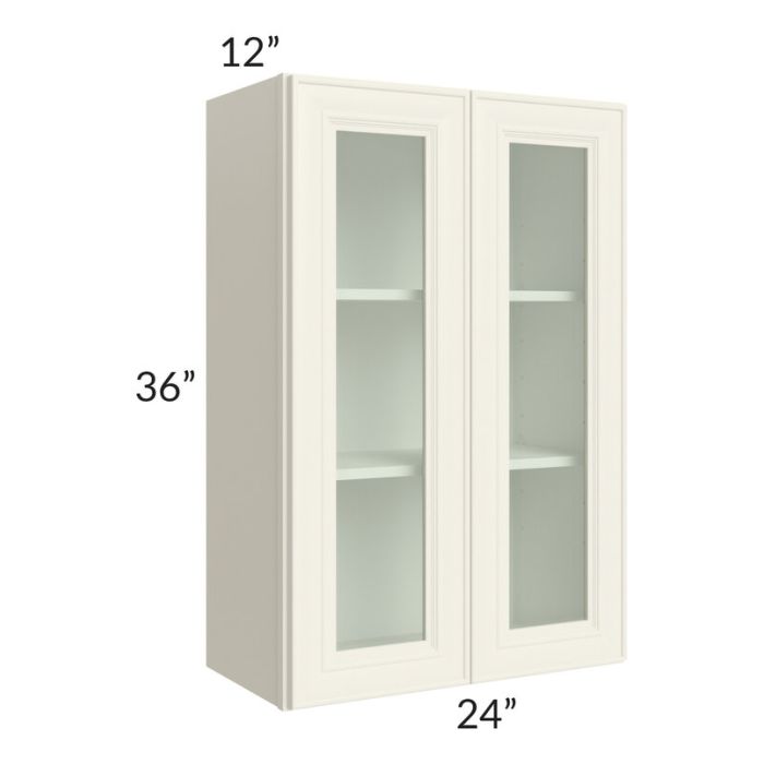 RTA Cambridge Antique White Glaze 24" x 36" Wall Glass Door Cabinet (Prepped for Glass Doors)