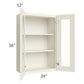 RTA Cambridge Antique White Glaze 24" x 36" Wall Glass Door Cabinet (Prepped for Glass Doors)