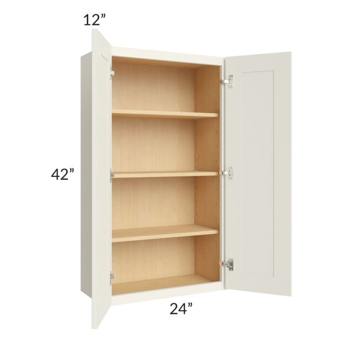 RTA Cambridge Antique White Glaze 24" x 42" Wall Cabinet with 1 Decorative End Panel
