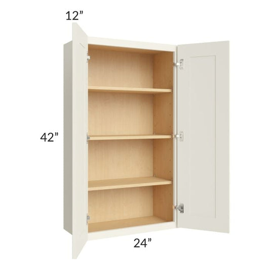 RTA Cambridge Antique White Glaze 24" x 42" Wall Cabinet with 1 Decorative End Panel