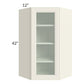 RTA Cambridge Antique White Glaze 24" x 42" Wall Diagonal Corner Cabinet (Prepped for Glass Doors) with 1 Decorative End Panel