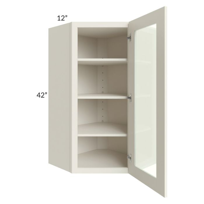 RTA Cambridge Antique White Glaze 24" x 42" Wall Diagonal Corner Cabinet (Prepped for Glass Doors) with 1 Decorative End Panel