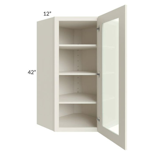RTA Cambridge Antique White Glaze 24" x 42" Wall Diagonal Corner Cabinet (Prepped for Glass Doors) with 2 Decorative End Panels