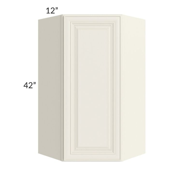 RTA Cambridge Antique White Glaze 24" x 42" Wall Diagonal Corner Cabinet with 2 Decorative End Panels