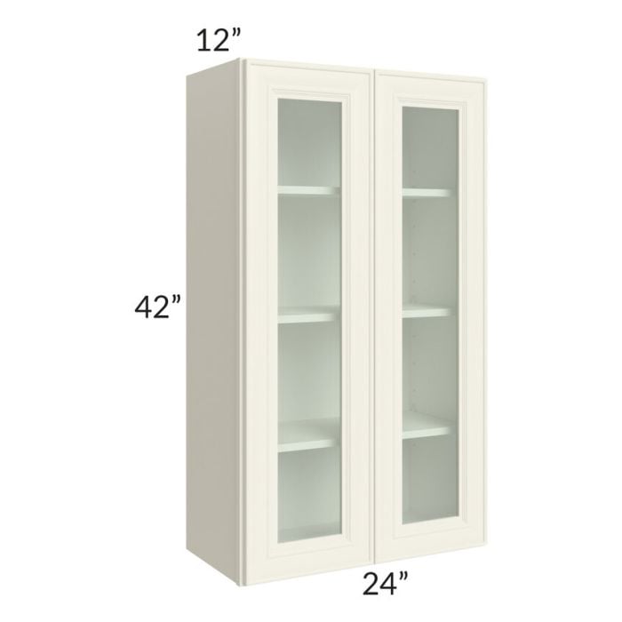 RTA Cambridge Antique White Glaze 24" x 42" Wall Glass Door Cabinet (Prepped for Glass Doors)