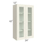RTA Cambridge Antique White Glaze 24" x 42" Wall Glass Door Cabinet (Prepped for Glass Doors) with 2 Decorative End Panels