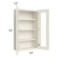 RTA Cambridge Antique White Glaze 24" x 42" Wall Glass Door Cabinet (Prepped for Glass Doors) with 2 Decorative End Panels