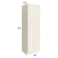 RTA Cambridge Antique White Glaze 24" x 84" x 24" Wall Pantry Cabinet with 2 Decorative End Panels and 2 Roll Out Trays