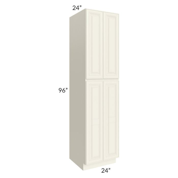 RTA Cambridge Antique White Glaze 24" x 96" x 24" Wall Pantry Cabinet with 1 Decorative End Panel