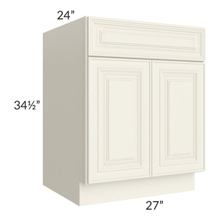 RTA Cambridge Antique White Glaze 27" Base Cabinet with 1 Decorative End Panel