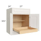 RTA Cambridge Antique White Glaze 27" Base Cabinet with 1 Rollout Tray and 2 Decorative End Panels