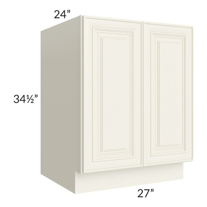 RTA Cambridge Antique White Glaze 27" Full Height Door Base Cabinet with 1 Decorative End Panel