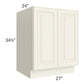 RTA Cambridge Antique White Glaze 27" Full Height Door Base Cabinet with 2 Roll Out Trays