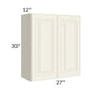 RTA Cambridge Antique White Glaze 27" x 30" Wall Cabinet with 2 Decorative End Panels