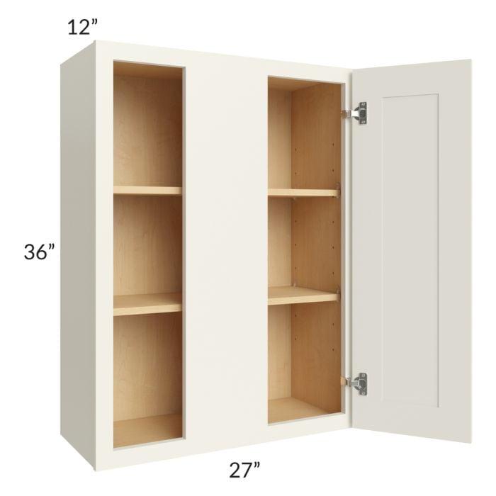 RTA Cambridge Antique White Glaze 27" x 36" Wall Blind Cabinet with 1 Decorative End Panel