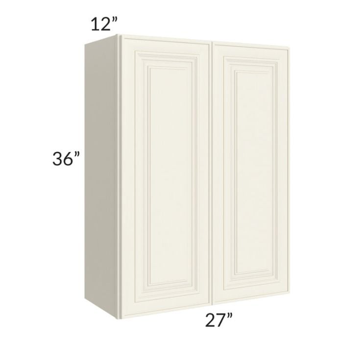 RTA Cambridge Antique White Glaze 27" x 36" Wall Cabinet with 1 Decorative End Panel