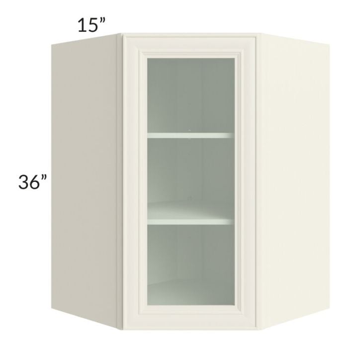 RTA Cambridge Antique White Glaze 27" x 36" Wall Diagonal Corner Cabinet (Prepped for Glass Doors)