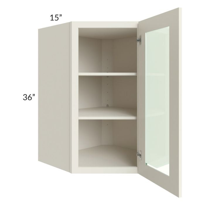 RTA Cambridge Antique White Glaze 27" x 36" Wall Diagonal Corner Cabinet (Prepped for Glass Doors)