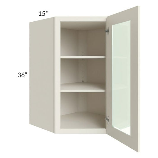 RTA Cambridge Antique White Glaze 27" x 36" Wall Diagonal Corner Cabinet (Prepped for Glass Doors)