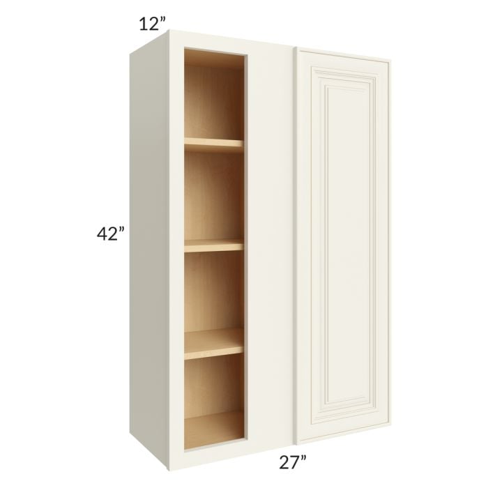 RTA Cambridge Antique White Glaze 27" x 42" Wall Blind Cabinet with 1 Decorative End Panel