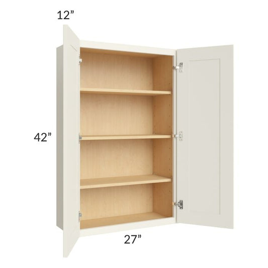 RTA Cambridge Antique White Glaze 27" x 42" Wall Cabinet with 1 Decorative End Panel