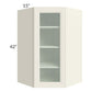 RTA Cambridge Antique White Glaze 27" x 42" Wall Diagonal Corner Cabinet (Prepped for Glass Doors)
