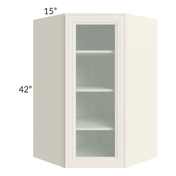 RTA Cambridge Antique White Glaze 27" x 42" Wall Diagonal Corner Cabinet (Prepped for Glass Doors)