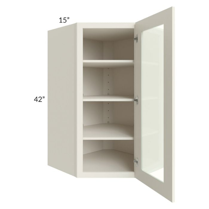 RTA Cambridge Antique White Glaze 27" x 42" Wall Diagonal Corner Cabinet (Prepped for Glass Doors)