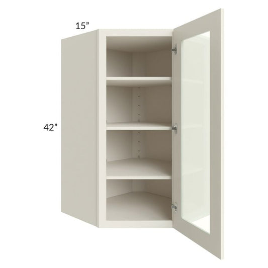 RTA Cambridge Antique White Glaze 27" x 42" Wall Diagonal Corner Cabinet (Prepped for Glass Doors)